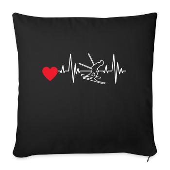 Skiing Christmas Skiers Ski Wintersport - Sofa pillowcase 17,3'' x 17,3'' (45 x 45 cm) - black - Front