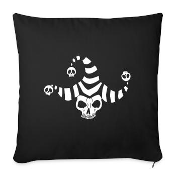 Crâne de bouffon blanc - Housse de coussin décorative 45 x 45 cm - noir - Devant