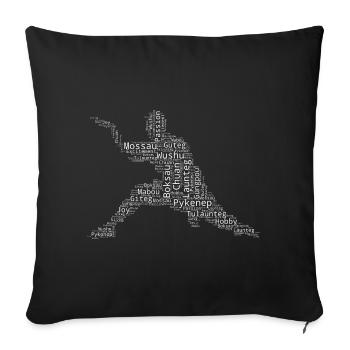Damen Herren Kampfsport Kung Fu Kungfu Wushu - Sofakissenbezug 45 x 45 cm - Schwarz - Vorne