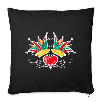 Tatouage de cœur de carnaval Fool’s Cap - Housse de coussin décorative 45 x 45 cm - noir - Devant