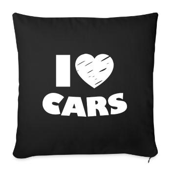 Les amoureux de l’automobile - Housse de coussin décorative 45 x 45 cm - noir - Devant