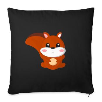 écureuil mignon avec une noix et - Housse de coussin décorative 45 x 45 cm - noir - Devant