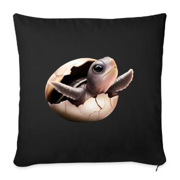 Turtle hatches from the egg - Sofa pillowcase 17,3'' x 17,3'' (45 x 45 cm) - black - Front