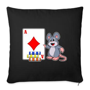 Mouse Poker Cartes de poker Jetons de poker - Housse de coussin décorative 45 x 45 cm - noir - Devant