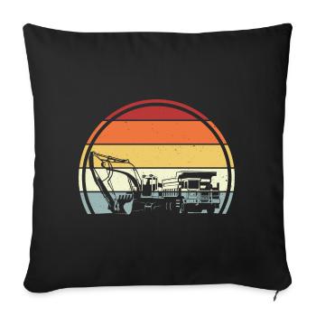 Excavator construction site - Sofa pillowcase 17,3'' x 17,3'' (45 x 45 cm) - black - Front