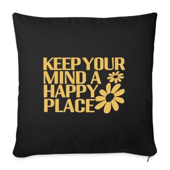 Happy Mind - Sofakissenbezug 45 x 45 cm - Schwarz - Vorne