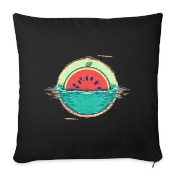 Watermelon in the sea funny melons art - Sofa pillowcase 17,3'' x 17,3'' (45 x 45 cm) - black - Front