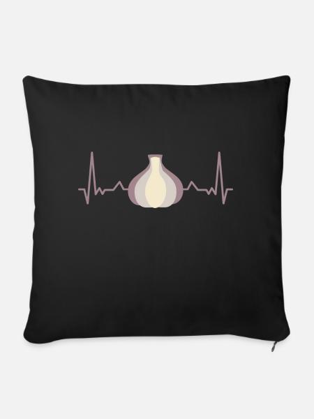 Knoblauch EKG Kardiogramm - Sofakissenbezug 45 x 45 cm - Schwarz
