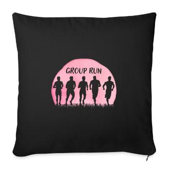 Group Run Group run in a team with grass and moon - Sofa pillowcase 17,3'' x 17,3'' (45 x 45 cm) - black - Front