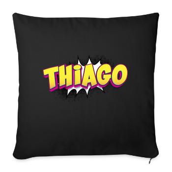 Thiago benutzerdefinierter Name Comic-Buch-Stil Pop-Art, - Sofakissenbezug 45 x 45 cm - Schwarz - Vorne