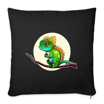 Mignon petit lézard - Housse de coussin décorative 45 x 45 cm - noir - Devant