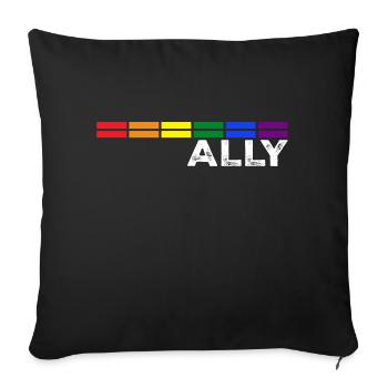 Proud Ally Bars Equality LGBTQ Rainbow Flag Gay - Sofa pillowcase 17,3'' x 17,3'' (45 x 45 cm) - black - Front