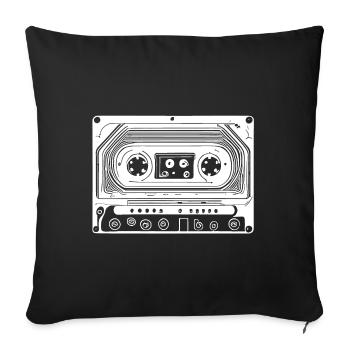Cassette audio au design rétro - Housse de coussin décorative 45 x 45 cm - noir - Devant