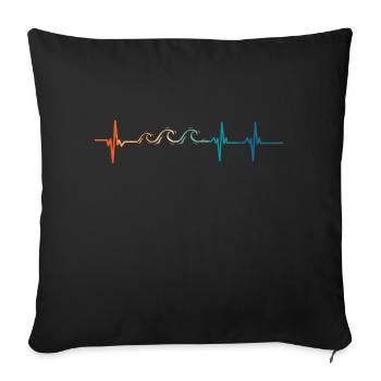 Battement de cœur vague - Housse de coussin décorative 45 x 45 cm - noir - Devant
