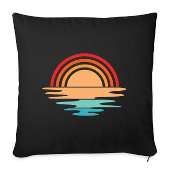 Sunset retro vintage icon sun design - Sofa pillowcase 17,3'' x 17,3'' (45 x 45 cm) - black - Front