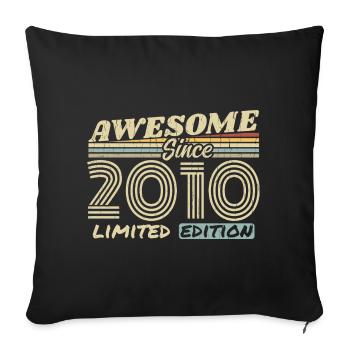 Vintage 2010 Rétro - Cadeau D’anniversaire 2010 - Housse de coussin décorative 45 x 45 cm - noir - Devant