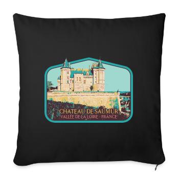 Château de Saumur, Vallée de la Loire - Housse de coussin décorative 45 x 45 cm - noir - Devant