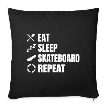 Manger, dormir, faire du skateboard, répéter - Housse de coussin décorative 45 x 45 cm - noir - Devant