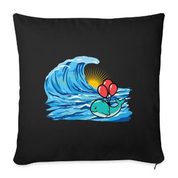 Wal Fisch Schwimmer Welle schwimmen - Sofakissenbezug 45 x 45 cm - Schwarz - Vorne