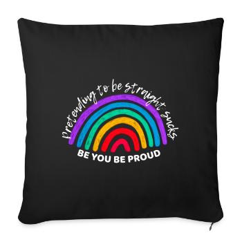 Prétendre être hétéro, c’est nul. - Housse de coussin décorative 45 x 45 cm - noir - Devant