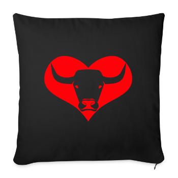 a heart for bulls, cattle, cows - Sofa pillowcase 17,3'' x 17,3'' (45 x 45 cm) - black - Front