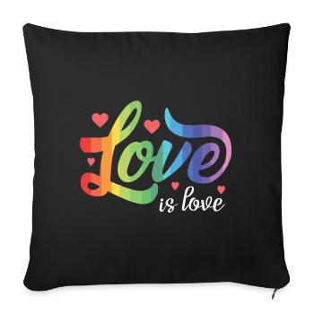 Mois de la fierté LGBT - Love is Love - Housse de coussin décorative 45 x 45 cm - noir - Devant
