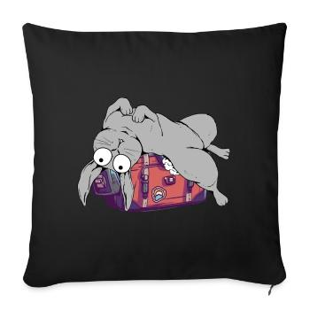 Lapin Valise Voyage Voyage Vacances Vacances Prêts Lapins - Housse de coussin décorative 45 x 45 cm - noir - Devant