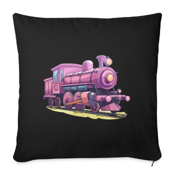 Look de bande dessinée de locomotive - Housse de coussin décorative 45 x 45 cm - noir - Devant