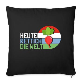 Heute Rettich Die Welt Garten Gemüse Retro Motiv - Sofakissenbezug 45 x 45 cm - Schwarz - Vorne