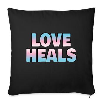 Love Heals Trans Flag Colors - Sofa pillowcase 17,3'' x 17,3'' (45 x 45 cm) - black - Front