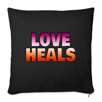 Love Heals Lesbian Flag Colors - Sofa pillowcase 17,3'' x 17,3'' (45 x 45 cm) - black - Front