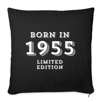 born in 1955, year of birth, 1955 - Sofa pillowcase 17,3'' x 17,3'' (45 x 45 cm) - black - Front