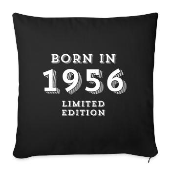 1956, date of birth, year of birth - Sofa pillowcase 17,3'' x 17,3'' (45 x 45 cm) - black - Front