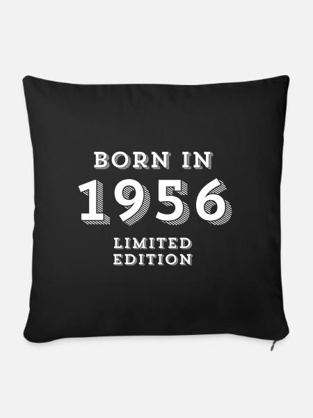 1956, date of birth, year of birth - Sofa pillowcase 17,3'' x 17,3'' (45 x 45 cm) - black