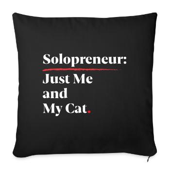 Solopreneur : Juste moi et mon chat [Blanc] - Housse de coussin décorative 45 x 45 cm - noir - Devant