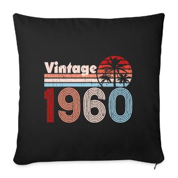 Vintage 1960 Palmen Retro Geburtstag - Sofakissenbezug 45 x 45 cm - Schwarz - Vorne