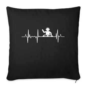 Heartbeat DJ Music Lover cardiogram - Sofa pillowcase 17,3'' x 17,3'' (45 x 45 cm) - black - Front