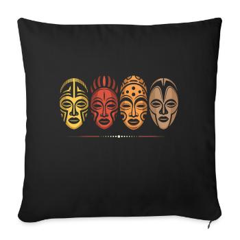 Masque africain - Housse de coussin décorative 45 x 45 cm - noir - Devant