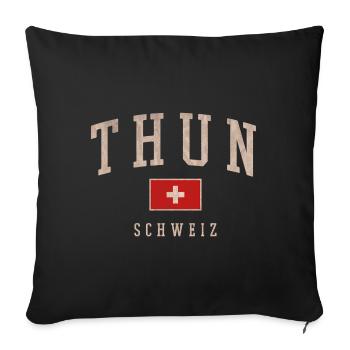 Logo vintage de Thun Suisse - Housse de coussin décorative 45 x 45 cm - noir - Devant