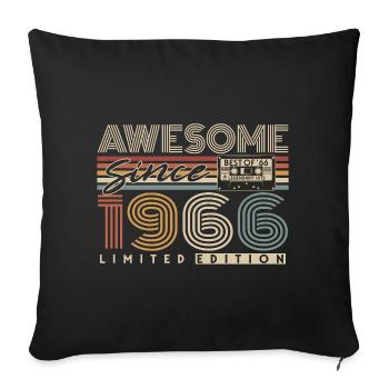 1966 Vintage Vintage Rétro Cadeau d’anniversaire - Housse de coussin décorative 45 x 45 cm - noir - Devant
