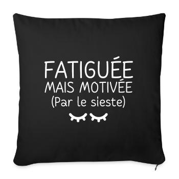 Tired but motivated by the nap - Sofa pillowcase 17,3'' x 17,3'' (45 x 45 cm) - black - Front