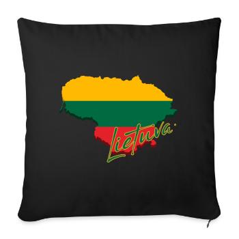 Map of Lithuania, flag of Lithuania - Sofa pillowcase 17,3'' x 17,3'' (45 x 45 cm) - black - Front