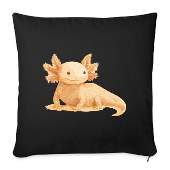 Axolotl réaliste - Illustration détaillée - Housse de coussin décorative 45 x 45 cm - noir - Devant