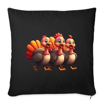Bébé dinde de Thanksgiving - Housse de coussin décorative 45 x 45 cm - noir - Devant
