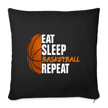 Eat Sleep Basketball Repeat - Housse de coussin décorative 45 x 45 cm - noir - Devant