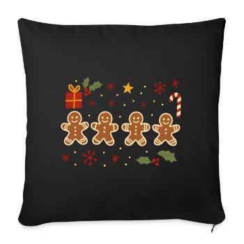 Pain d’épice Joie des Fêtes, Noël - Housse de coussin décorative 45 x 45 cm - noir - Devant