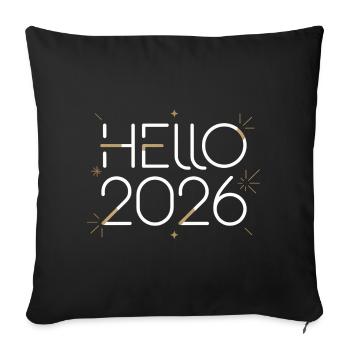 Hello 2026 Neon Sign - Sofa pillowcase 17,3'' x 17,3'' (45 x 45 cm) - black - Front