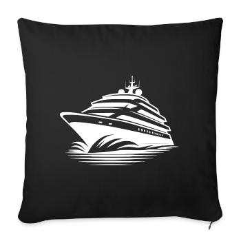 Yacht de croisière avec pleine vague devant - Housse de coussin décorative 45 x 45 cm - noir - Devant