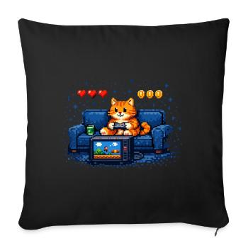 Zocken Katze – PC Gamer Humor - Sofakissenbezug 45 x 45 cm - Schwarz - Vorne