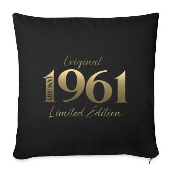 65e anniversaire Original janvier 1961 - Housse de coussin décorative 45 x 45 cm - noir - Devant